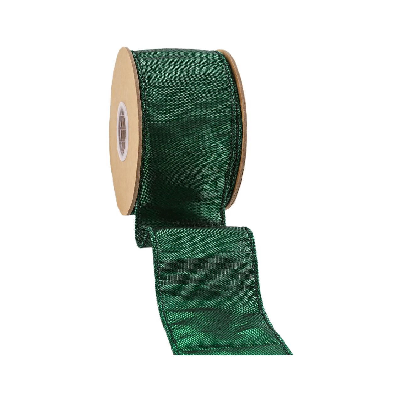 LaRibbons 2 1/2" Wired Metallic Dupioni Ribbon | Dark Green | 10 Yard Roll
